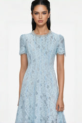 Chantal Blue Lace Embellished Midi Dress - View 4
