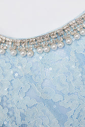 Chantal Blue Lace Embellished Midi Dress - View 5
