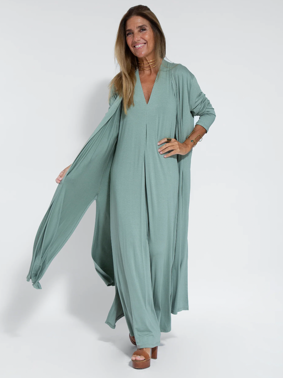 Paulette Aesthetic Long Dress with Vest Chic Silhouette Collection