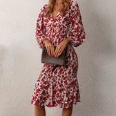 Floral Sexy Long Sleeve Bodycon Smocked Dress