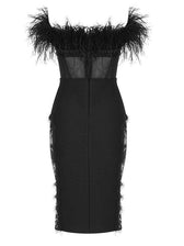 Abby Feather Trimmed Lace Bodycon Dress 8