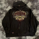 Gothic Skull Zipper Hoodie black 1 / S