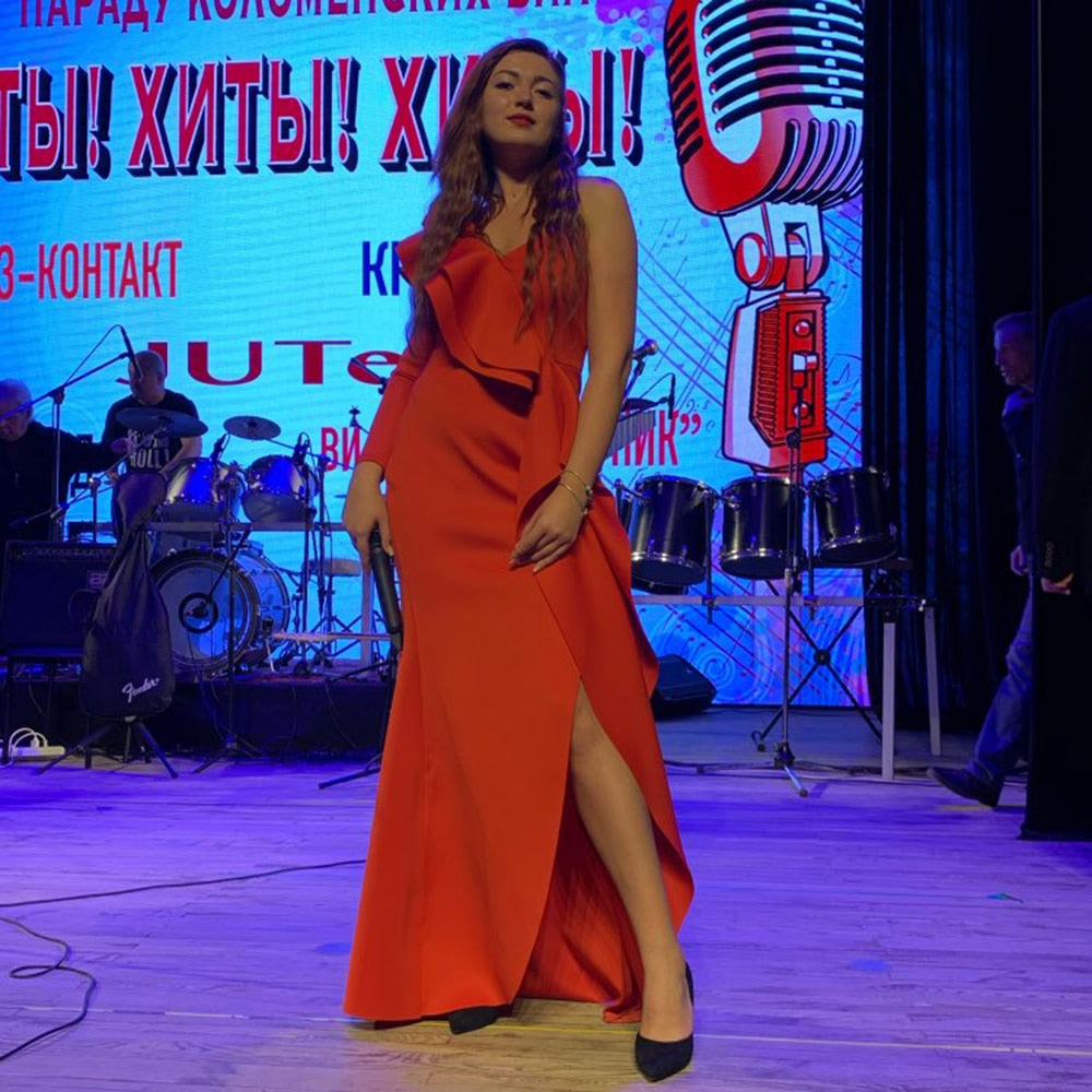 African  One Shoulder Bodycon  Split  Women Maxi Dress