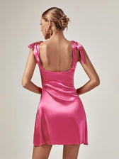 Agnes Satin Cutout Mini Dress In Hot Pink 5
