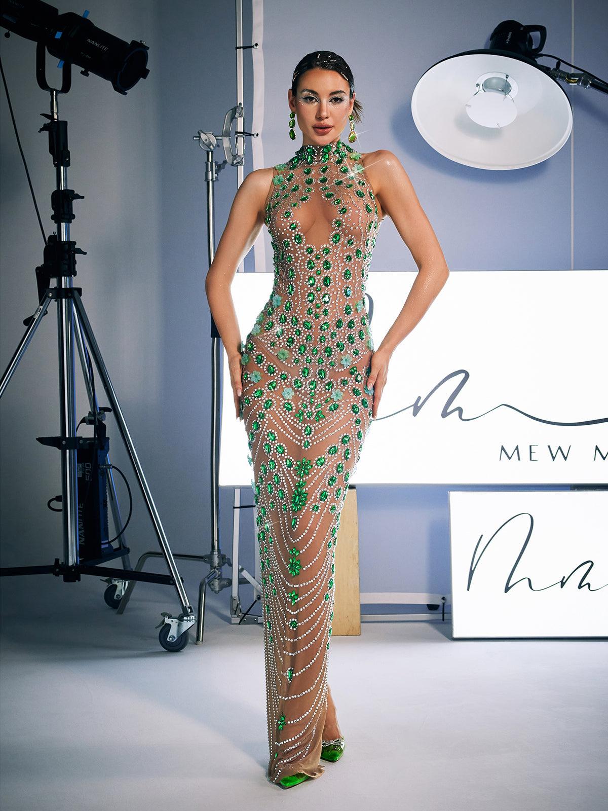 Rhinestone Embellished Maxi Dress - View 5