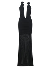 Strapless Flower Bandage Maxi Dress In Black - View 6