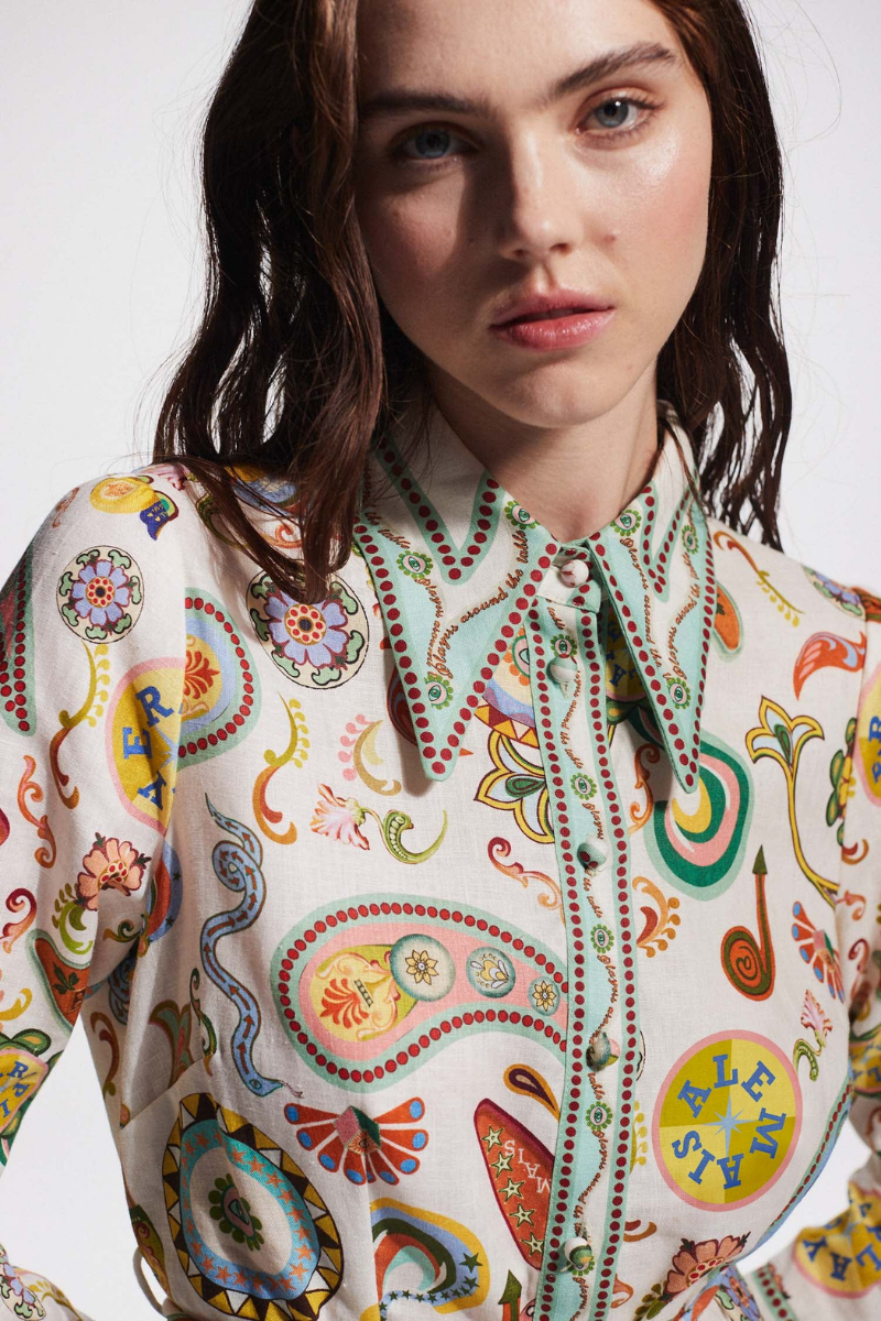 Zaida Exclusive Long Sleeved Paisley Mini Dress Evening Wear Edit