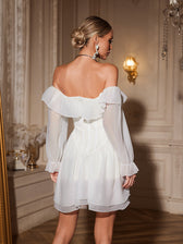 Off Sleeve Ruffle Lace Mini Dress - View 6
