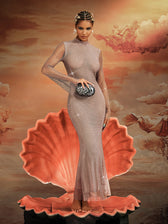 Long Sleeve Crystal Maxi Dress