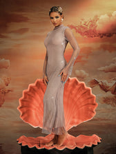 Long Sleeve Crystal Maxi Dress - View 4