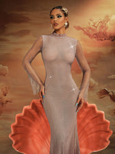 Long Sleeve Crystal Maxi Dress - View 5