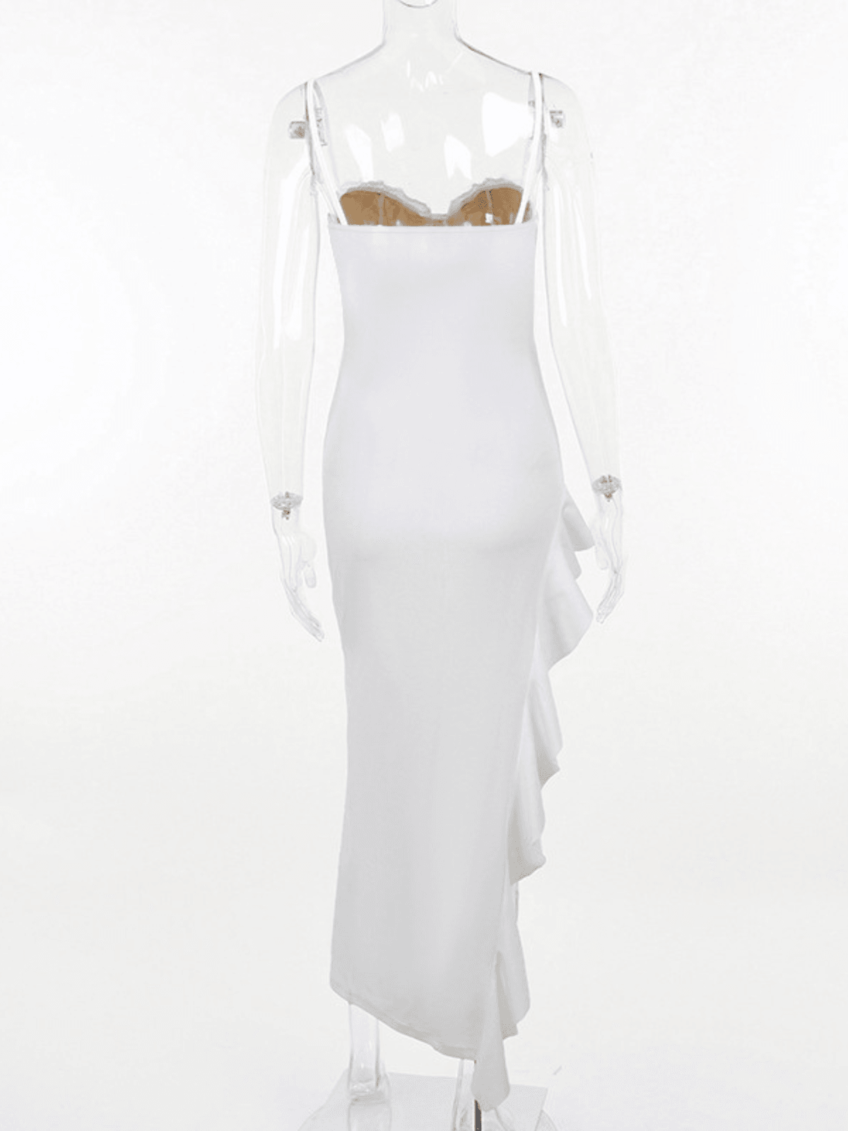 Lace Asymmetric Ruffle Midi Dress - View 9