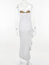 Lace Asymmetric Ruffle Midi Dress - View 9