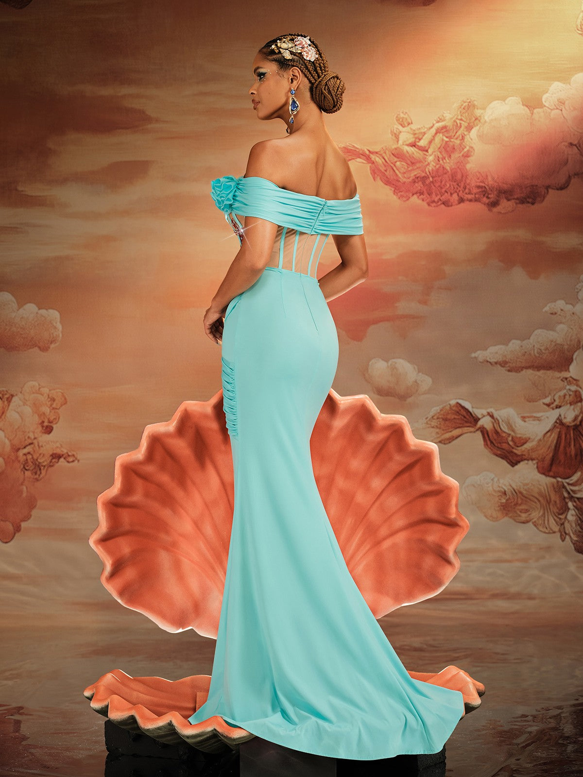 Off Shoulder Starfish Pearl Maxi Dress - View 6