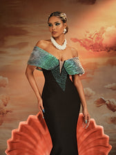 Off Shoulder Bead Bandage Maxi Dress - View 2