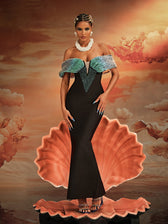 Off Shoulder Bead Bandage Maxi Dress