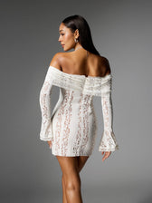 Off Shoulder Lace Mini Dress - View 6