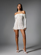 Off Shoulder Lace Mini Dress - View 3