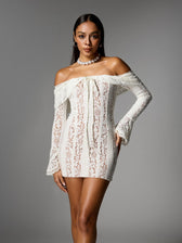 Off Shoulder Lace Mini Dress