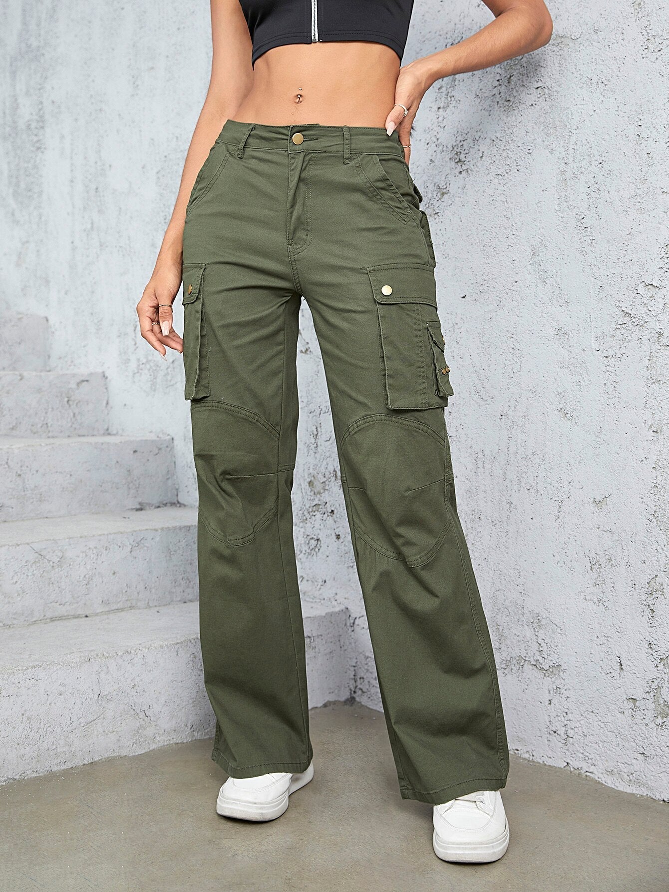 High Waist Straight Trousers