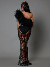 Allison One Shoulder Tulle Maxi Dress - View 5