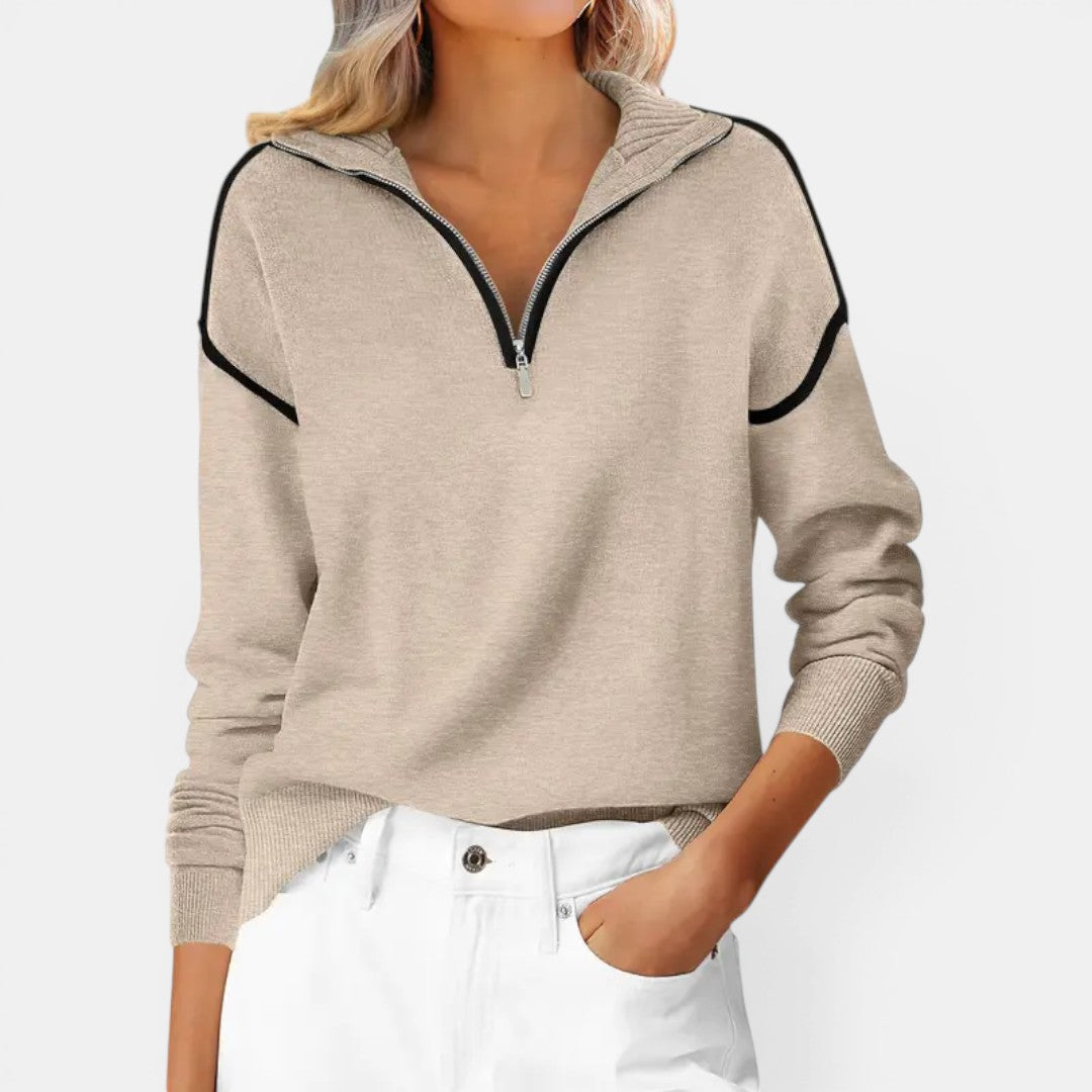 Quarter Zip Collared Long Sleeve Sweater