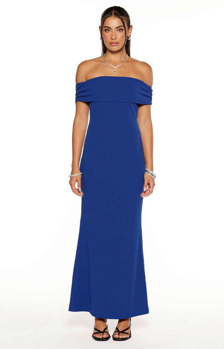 Textured Off Shoulder Fold Over Bodycon Maxi Dress 5