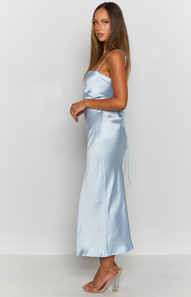 Satin Cowl Neck Cami Lace Up Back Bias Cut Midi Dress 6
