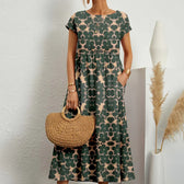 Floral Short Sleeve Tiered Midi Dress Summer 2