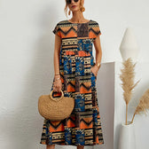 Floral Short Sleeve Tiered Midi Dress Summer 7