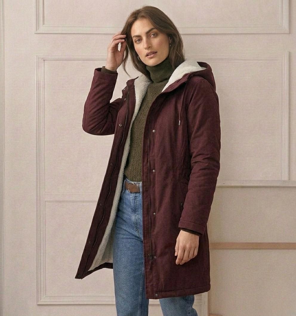 Hooded Sherpa Lined Longline Parka Coat