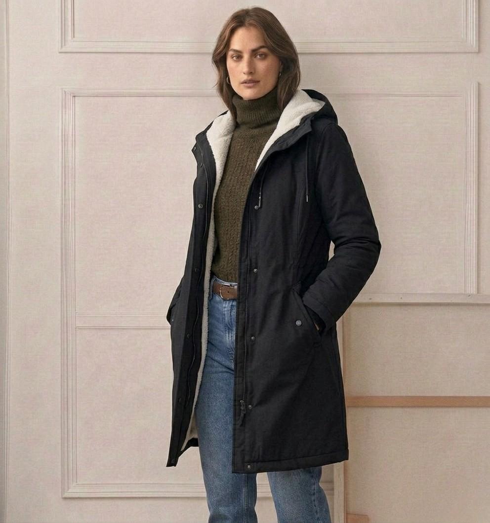 Hooded Sherpa Lined Longline Parka Coat