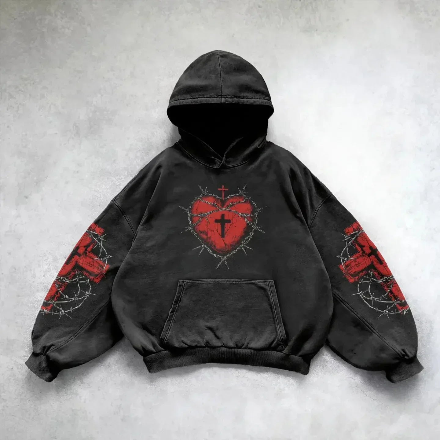 Pattern Printing Casual Hoodie black 6 / M
