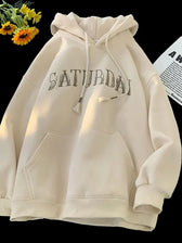 American Flame Print Fleece Y2K Hoodie Apricot / M(40-45KG)