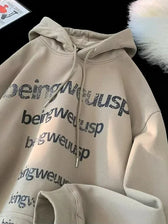 Retro Harajuku Letter Design Oversized Hoodie camel / M(40-45KG)