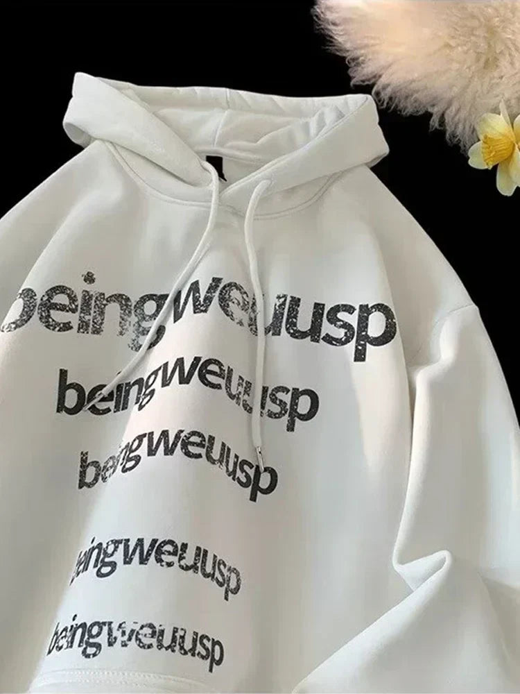 Distressed Repeat Letter Print Drop Shoulder Oversized Hoodie 11