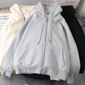 Star Print Retro Zipper Hoodie white2 / M
