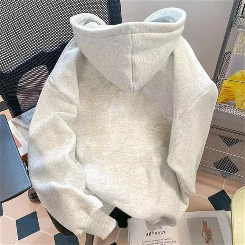 Shadow Figure Graphic Letter Print Kangaroo Pocket Pullover Hoodie 2