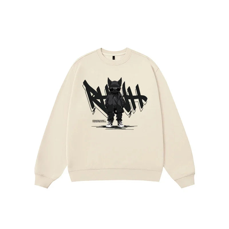 Anime Print Fleece Vintage Sweatshirt