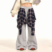 Plaid Patchwork High Waist Pants