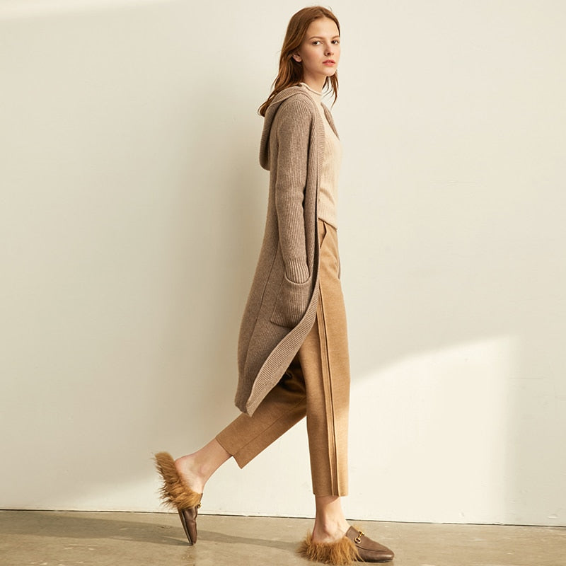 Women Fashion New Loose Hat Long Knitted Cardigan
