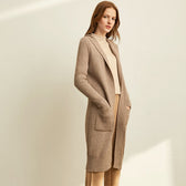 Women Fashion New Loose Hat Long Knitted Female Cardigan Khaki / L