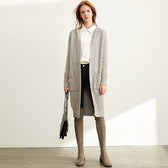 Women Fashion New Loose Hat Long Knitted Female Cardigan Grey / L