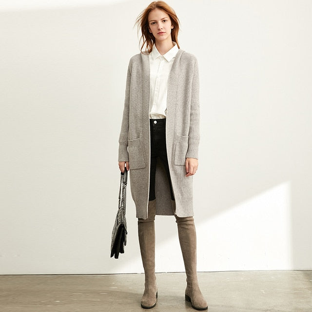 Hooded Open Front Ribbed Knit Pocket Longline Cardigan 15