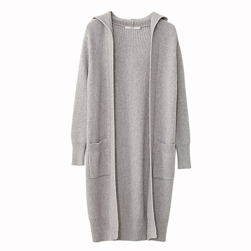 Women Fashion New Loose Hat Long Knitted Cardigan