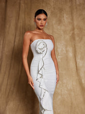 Strapless Flower Rhinestone Bandage Dress - View 3