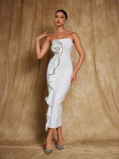 Strapless Flower Rhinestone Bandage Dress - View 4