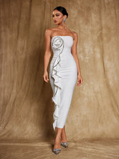 Strapless Flower Rhinestone Bandage Dress - View 5