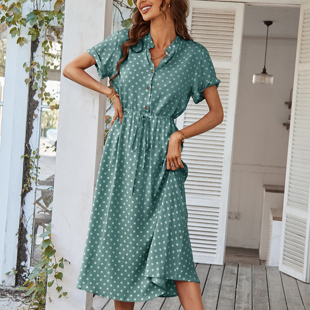 Laura Polka Dot Dress Elegant Dress with Premium Casual Styling