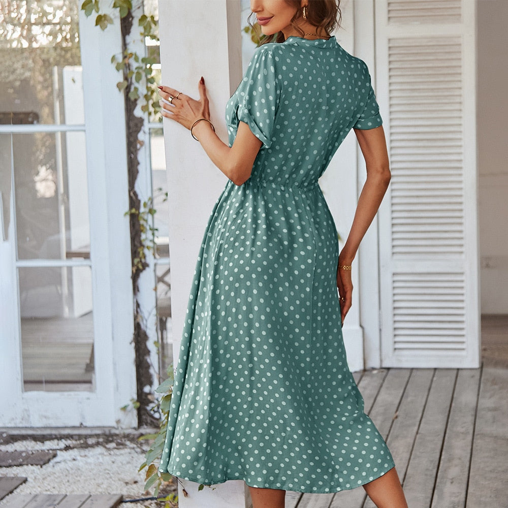 Laura Polka Dot Dress Elegant Dress with Premium Casual Styling